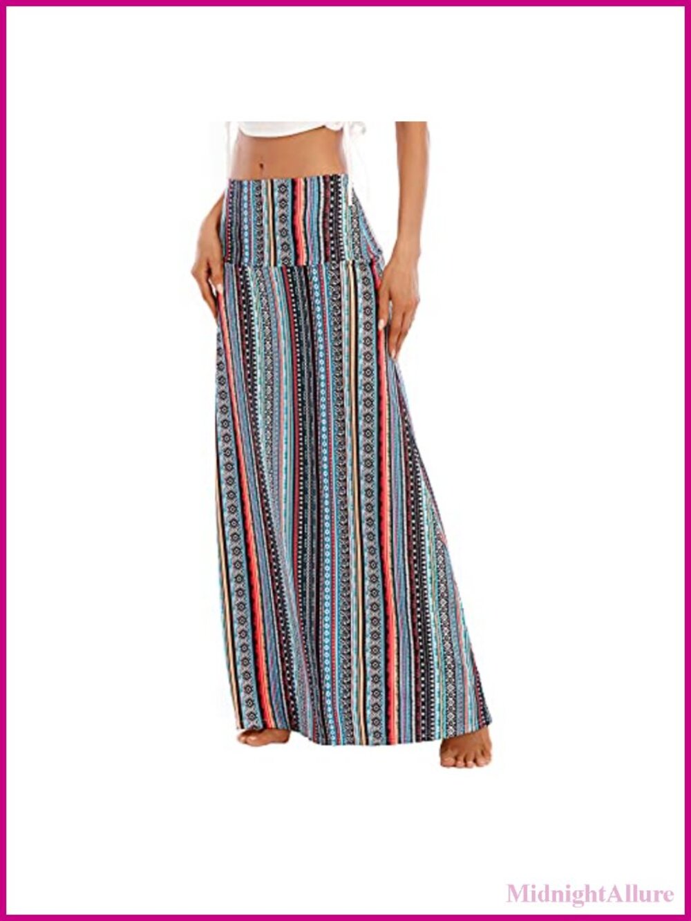 Tummy Control Maxi Skirt High Waist Flared Long Skirt Stretchy Cotton